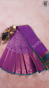 Purple and Forest Green Bridal Kanchipuram Silk Saree